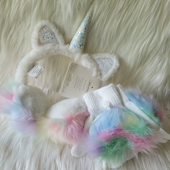 L2D Cat Unicorn Earmuffs & Mittens Set - Picture 2 of 9